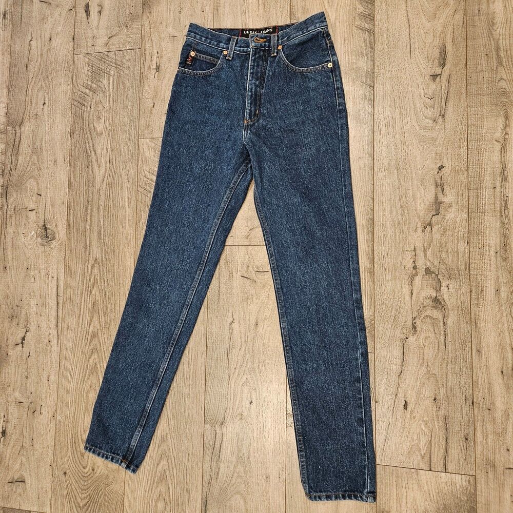 Vintage Guess Blue Jeans with Black Triangle Classic Fit Size 28 100% Cotton